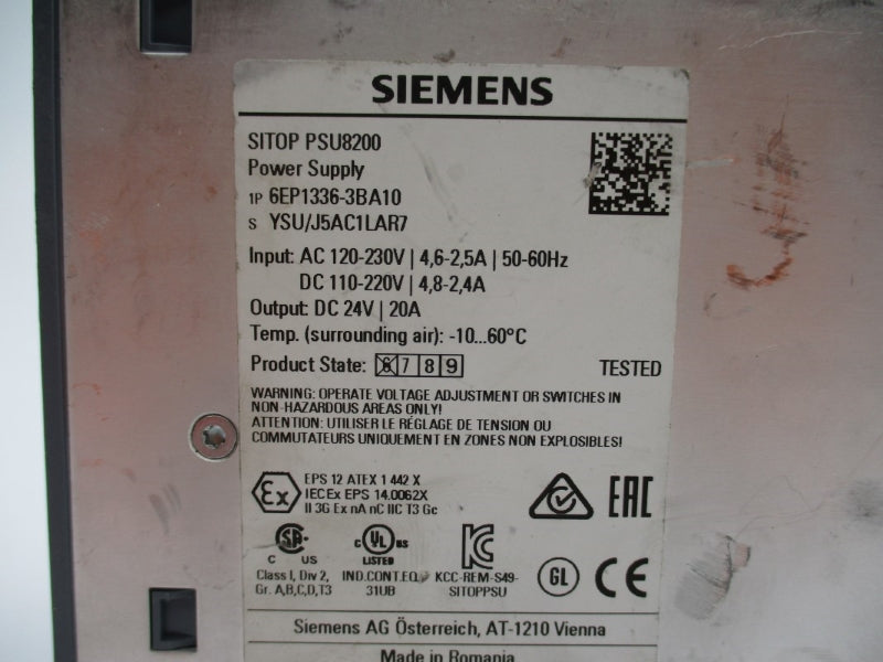 SIEMENS 6EP1336-3BA10 24VDC 20A NUPI