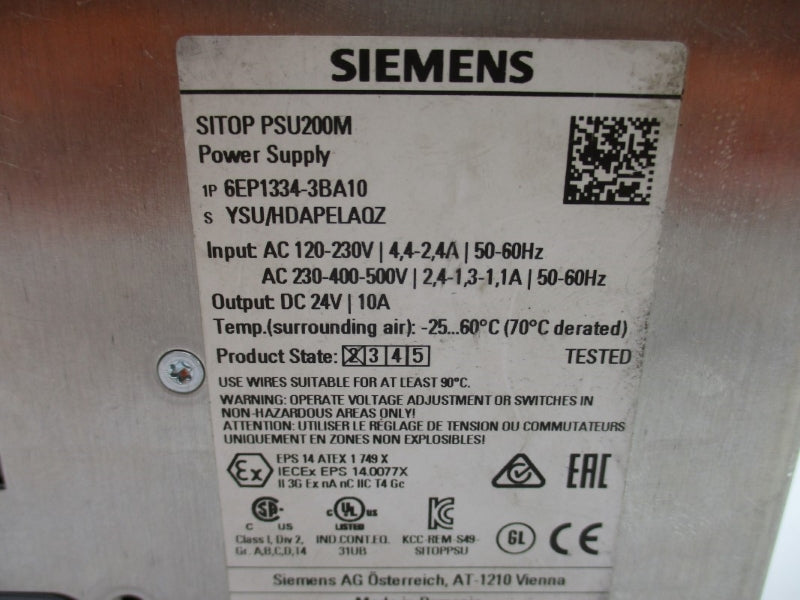 SIEMENS 6EP1334-3BA10 24VDC 10A NUPI