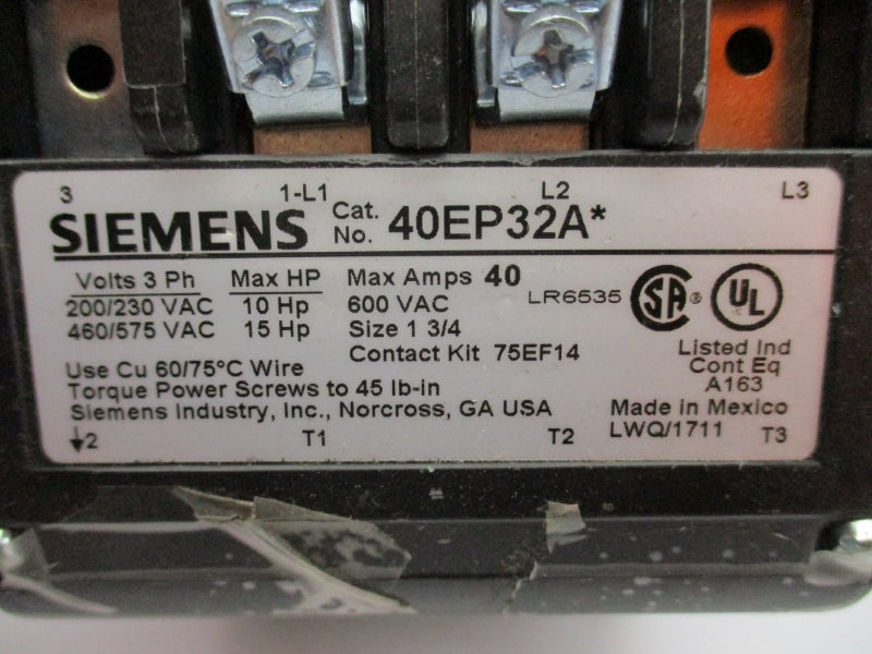 SIEMENS 40EP32AA 240VAC 40A NUPI