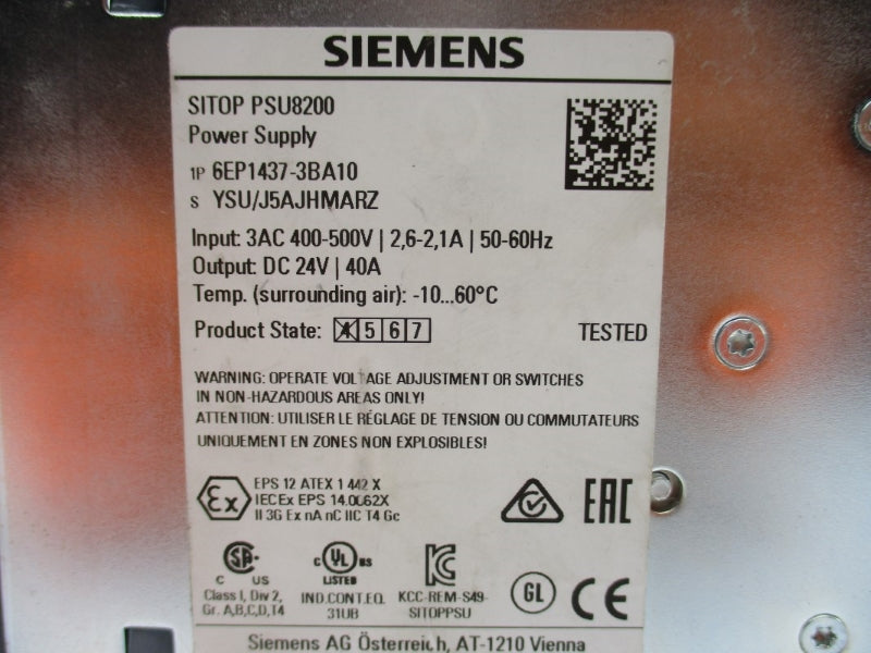 SIEMENS 6EP1437-3BA10 400-500VAC 2.6-2.1A NUPI