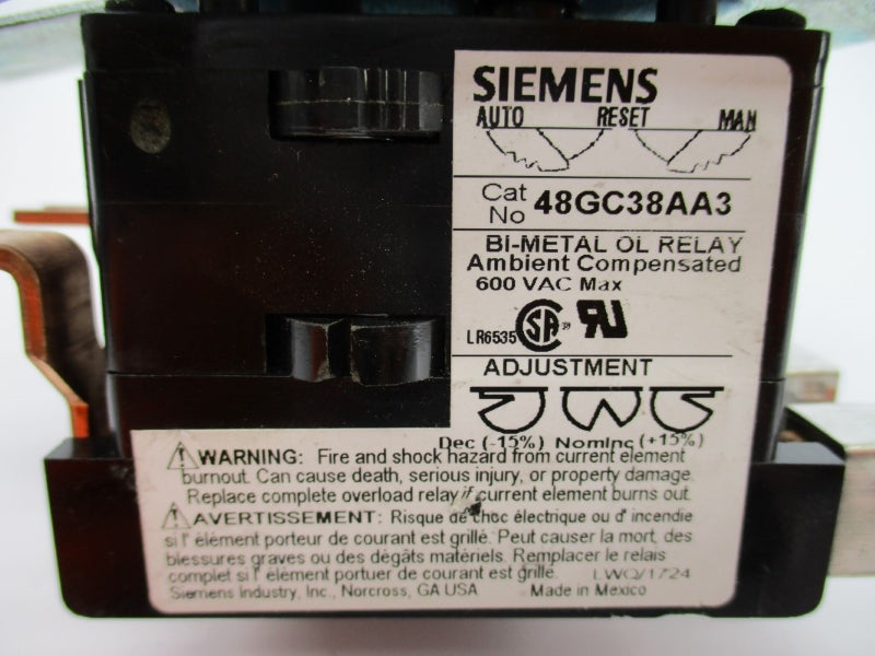 SIEMENS 48GC38AA3 600VAC (AS PICTURED) NUPI