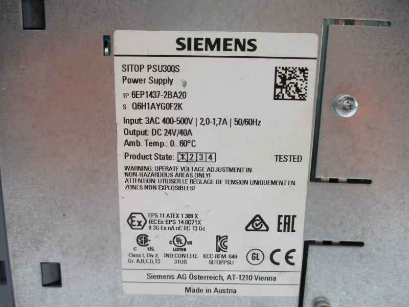 SIEMENS 6EP1437-2BA20 24VDC 40A NUPI