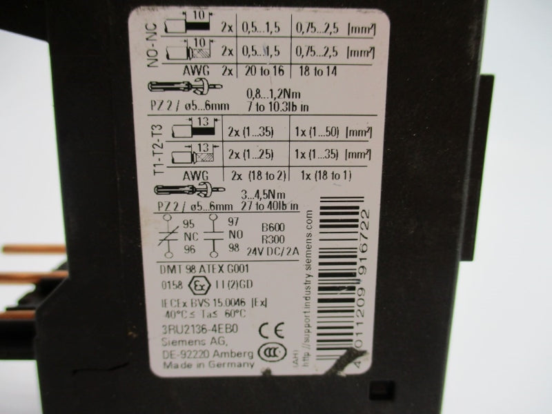 SIEMENS 3RU2136-4EB0 600VAC 22-32A NUPI