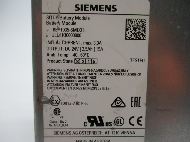 SIEMENS 6EP1935-6MD31 24VDC 3.0A NUPI