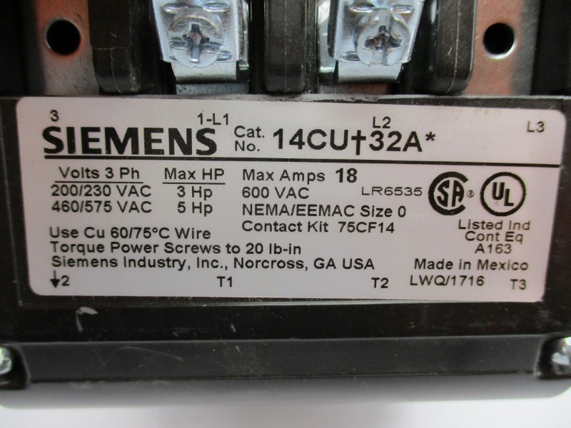 SIEMENS 14CU+32AA 600VAC 18A NUPI
