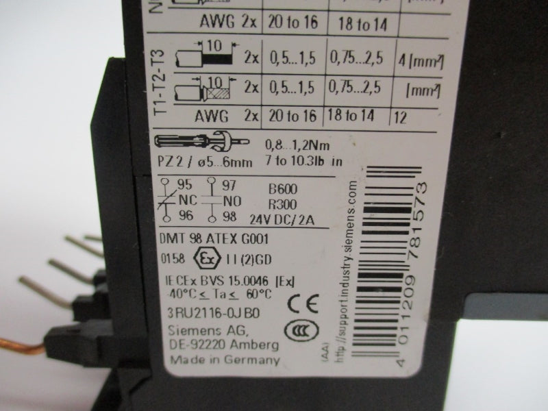SIEMENS 3RU2116-0JB0 24VDC 0.7-1A NUPI
