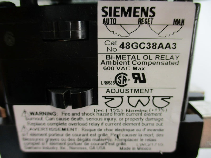SIEMENS 48GC38AA3 600VAC NUPI