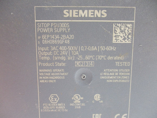 SIEMENS 6EP1434-2BA20 24VDC 10A NUPI