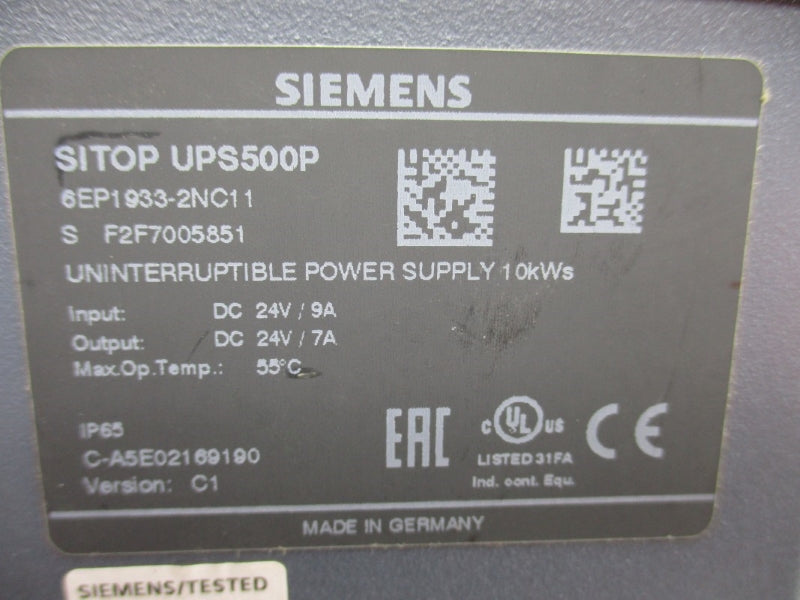 SIEMENS 6EP1933-2NC11 24VDC 9A NUPI