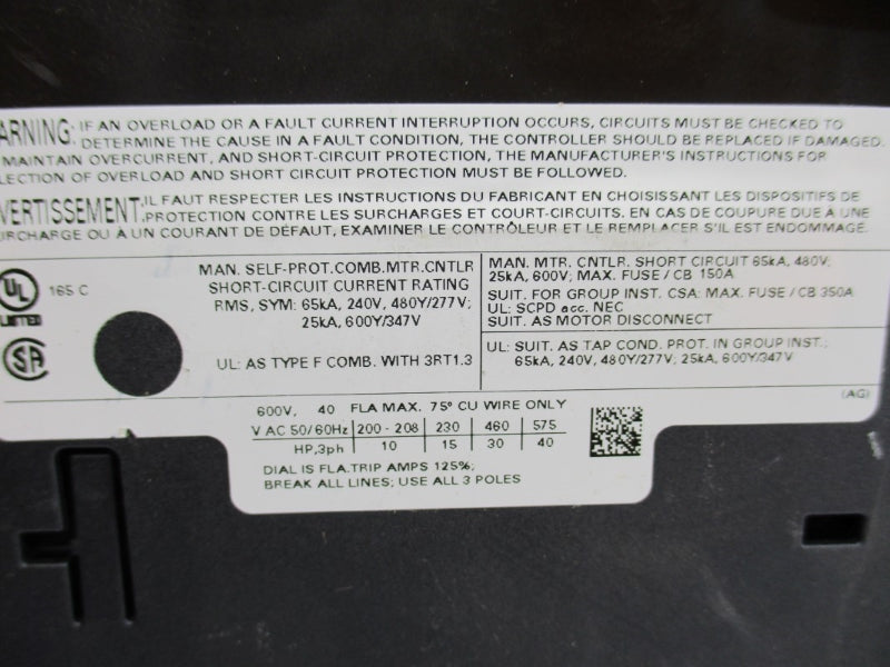 SIEMENS 3RV1031-4FA10 600V 28-40A NUPI
