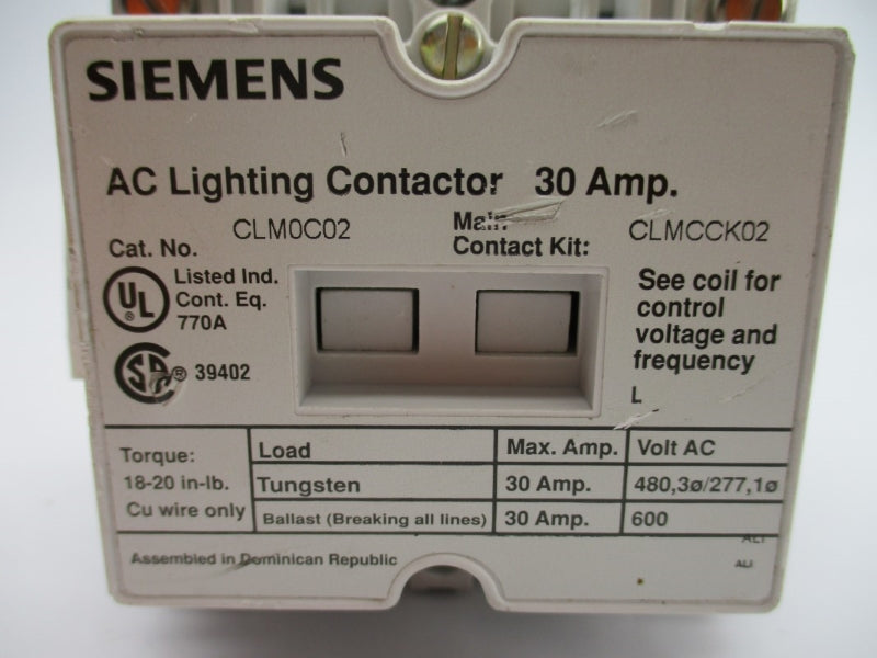 SIEMENS CLM0C02 110/120V 30A NUPI