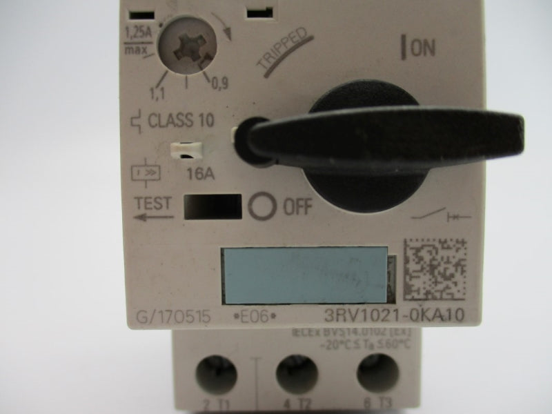 SIEMENS 3RV1021-0KA10 240V 0.9-1.25A NUPI