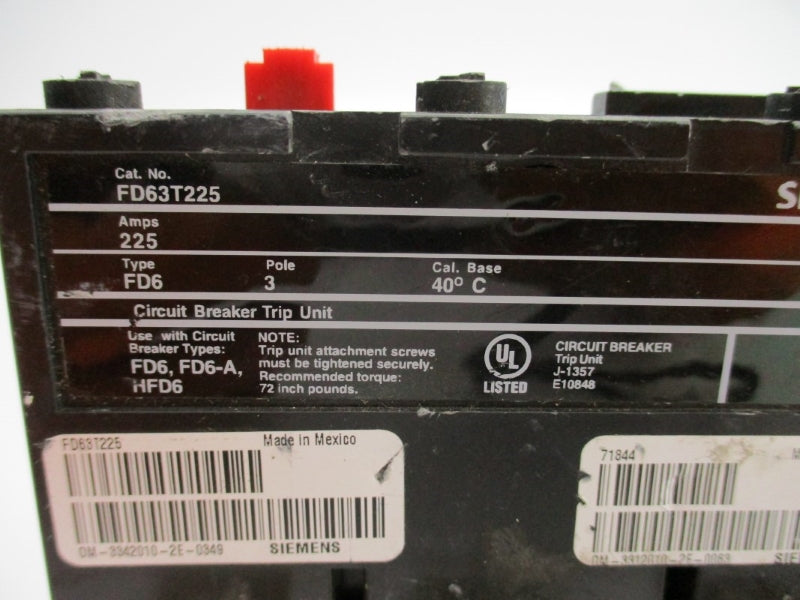 SIEMENS FD63T225 225A NUPI