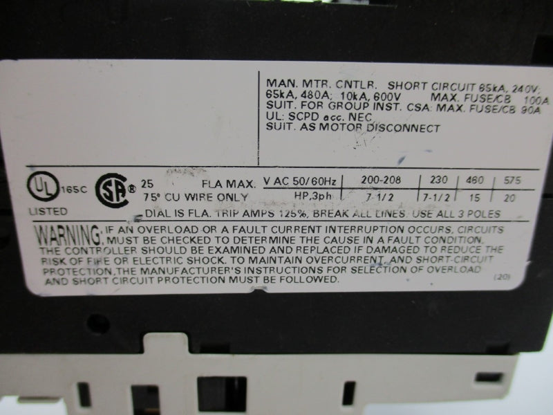 SIEMENS 3RV1021-4DA10 690V 20-25A NUPI