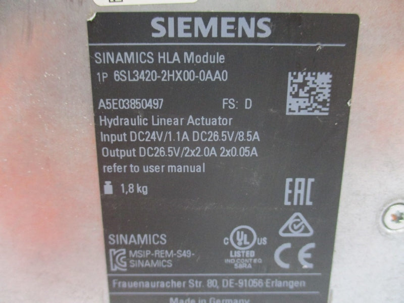 SIEMENS 6SL3420-2HX00-0AA0 24VDC 1.1A NUPI