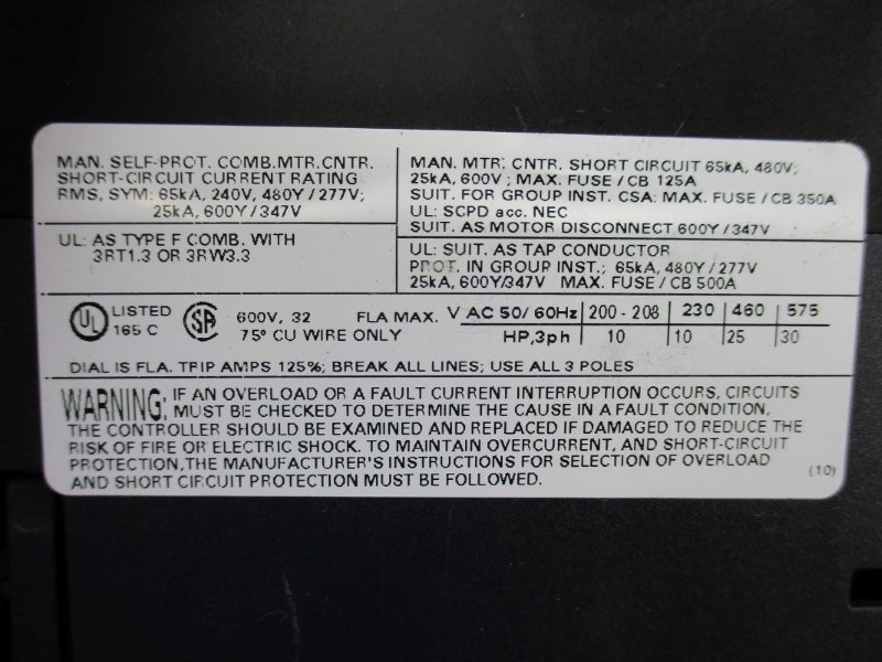 SIEMENS 3RV1031-4EA10 240V 22-32A NUPI