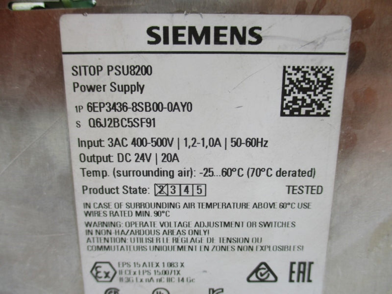 SIEMENS 6EP3436-8SB00-0AY0 24VDC 20A NUPI