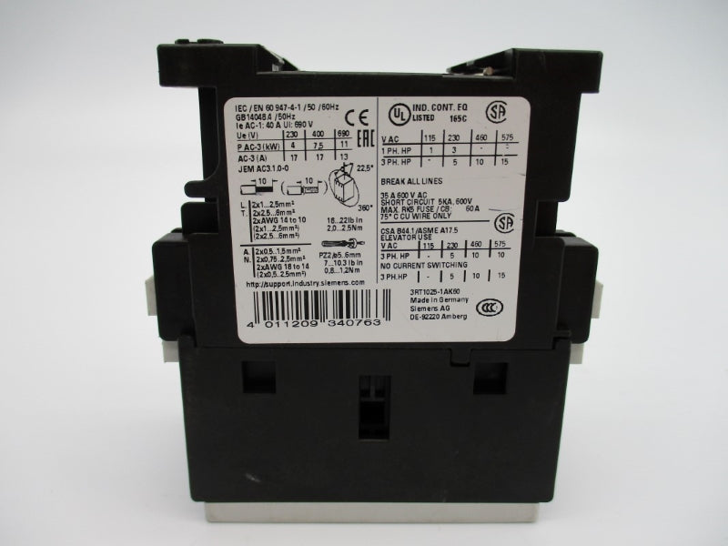 SIEMENS 3RT1025-1AK6 110/120V 40A NUPI