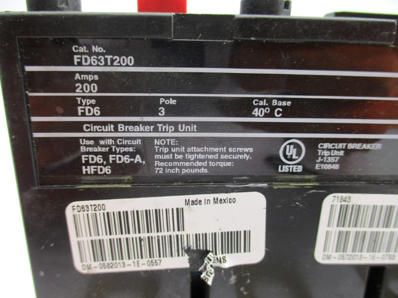 SIEMENS FD63T200 200A NUPI
