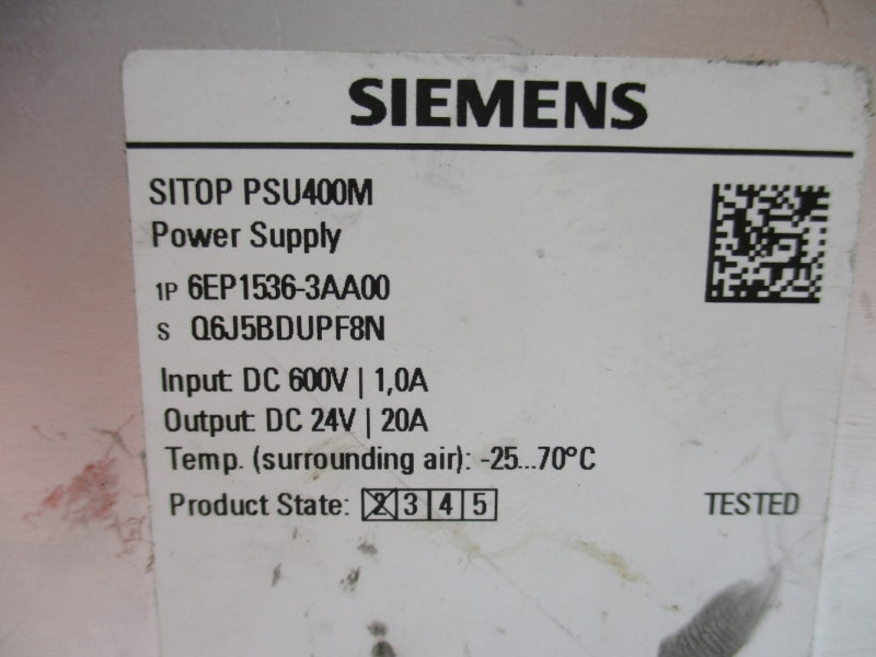 SIEMENS 6EP1536-3AA00 24VDC 20A NUPI