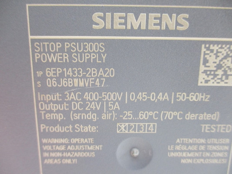 SIEMENS 6EP1433-2BA20 24VDC 5A NUPI