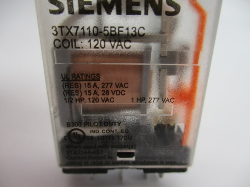 SIEMENS 3TX7110-5BF13C 120VAC 15A NUPI