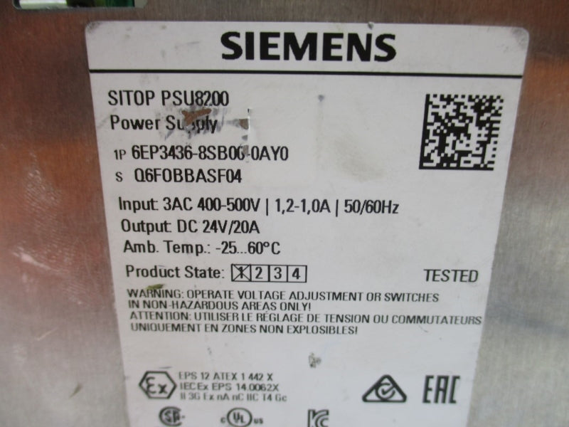 SIEMENS 6EP3436-8SB00-0AY0 24VDC 20A (AS PICTURED) NUPI