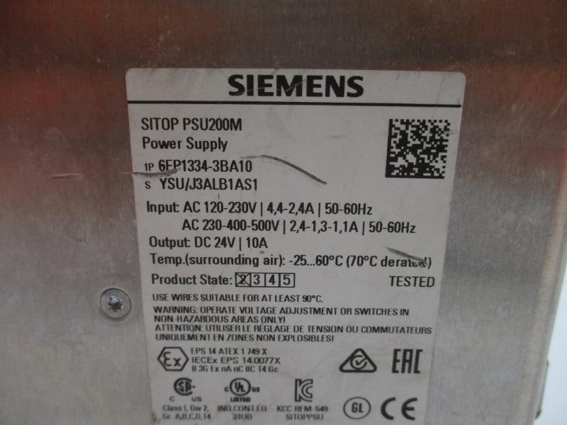 SIEMENS 6EP1334-3BA10 24VDC 10A (AS PICTURED) NUPI