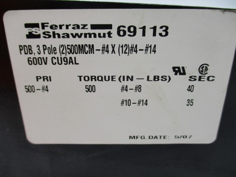 FERRAZ SHAWMUT 69113 600V NSNP