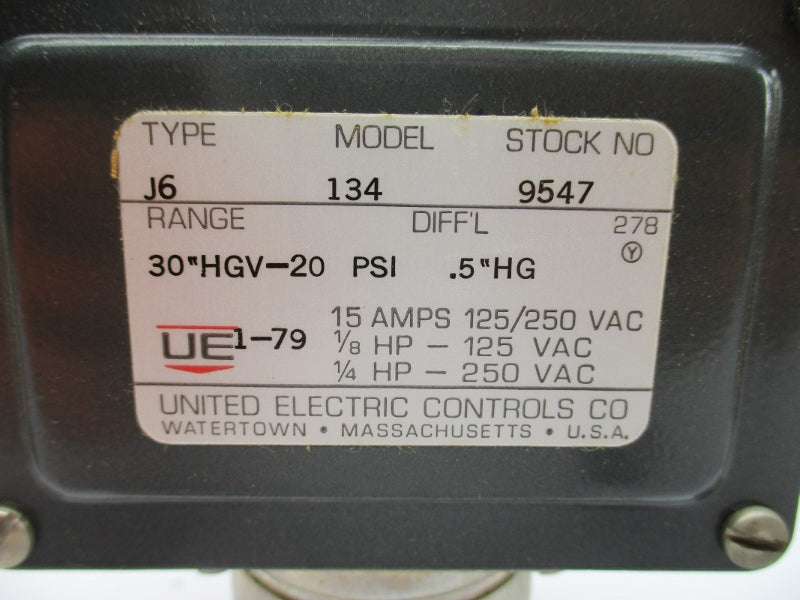 UNITED ELECTRIC J61349547 125/250VAC 15A 20PSI 1/2" NSMP
