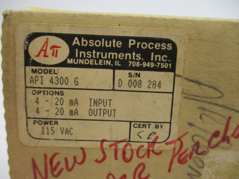 ABSOLUTE PROCESS INSTRUMENTS API4300G 115VAC NSMP