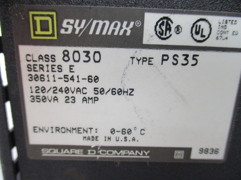 SQUARE D 8030PS35 30611-541-60 SER. E 120/240VAC 23A UNMP