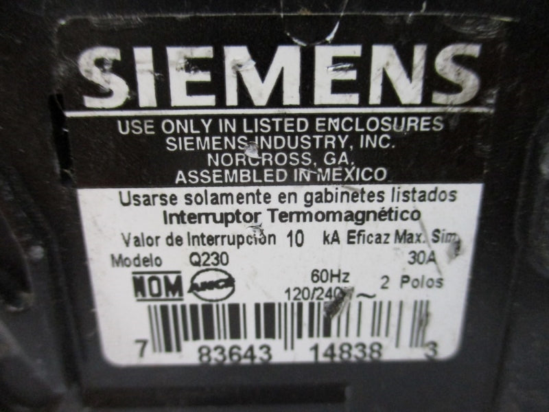 SIEMENS Q230 120/240V 30A NSNP
