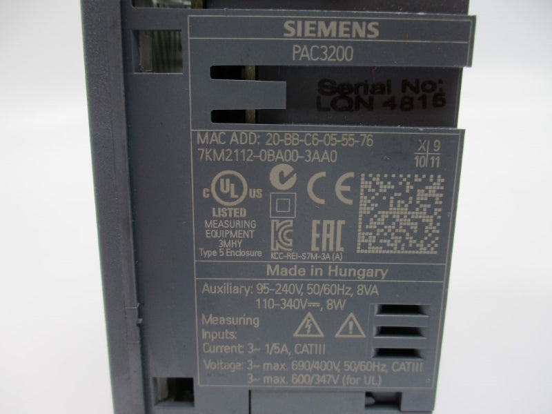 SIEMENS 7KM2112-0BA00-3AA0 PAC3200 690V 1/5A NSNP
