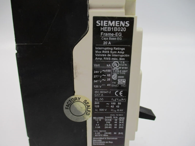 SIEMENS HEB1B020 347V 20A (AS PICTURED) NSNP