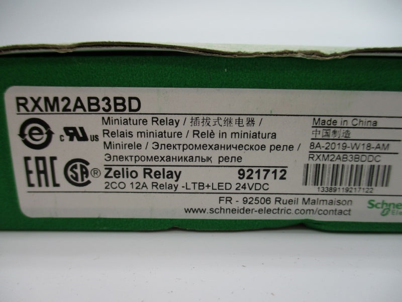 SCHNEIDER ELECTRIC RXM2AB3BD 24VDC 12A (PKG OF 10) NSMP