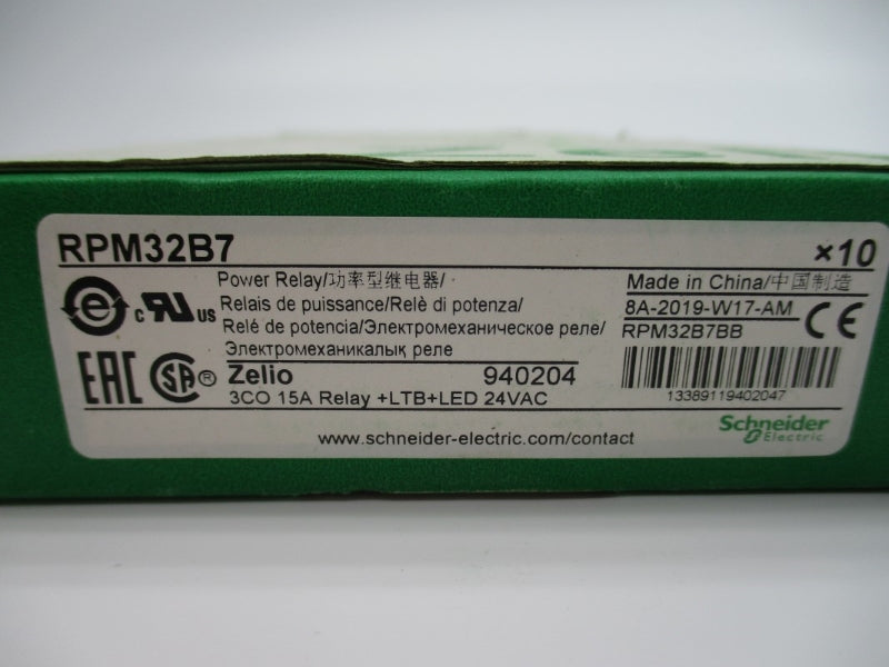 SCHNEIDER ELECTRIC RPM32B7 24VAC 15A (PKG OF 10) NSMP