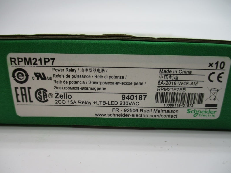 SCHNEIDER ELECTRIC RPM21P7 230VAC 15A (PKG OF 10) NSMP