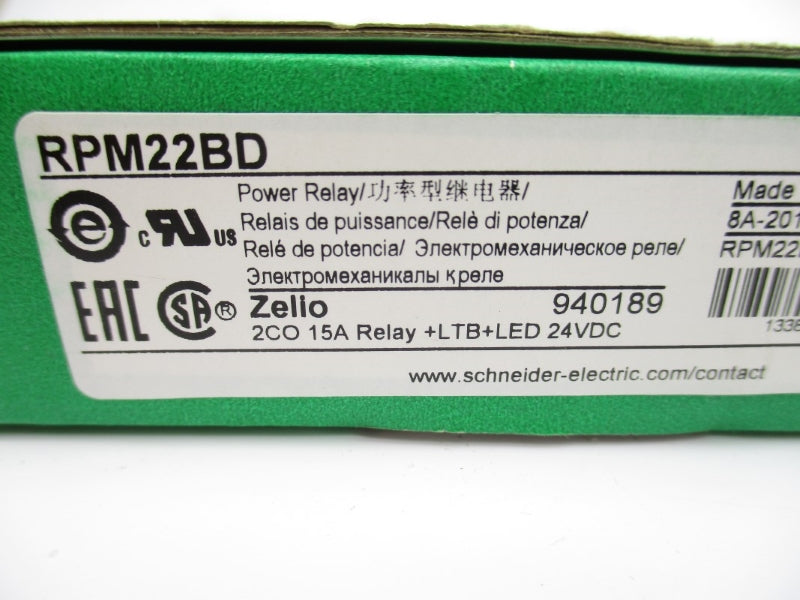 SCHNEIDER ELECTRIC RPM22BD 24VDC 15A (PKG OF 10) NSMP