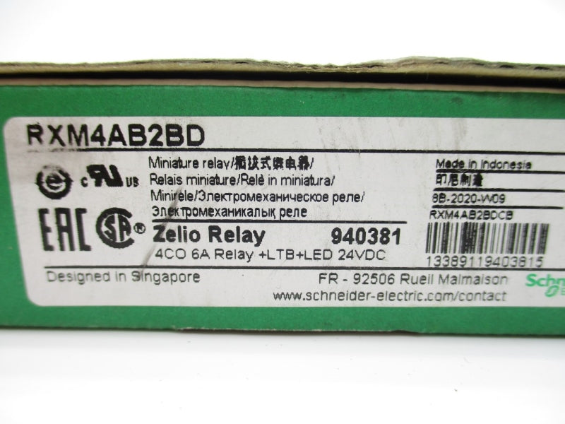 SCHNEIDER ELECTRIC RXM4AB2BD 24VDC 6A (PKG OF 10) NSMP