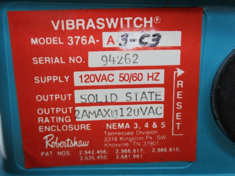ROBERTSHAW 376A-A3-C3 120VAC NSNP