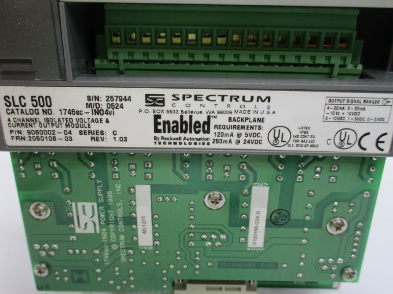 SPECTRUM CONTROLS 1746SC-INO4VI SER. C 24VDC NSNP