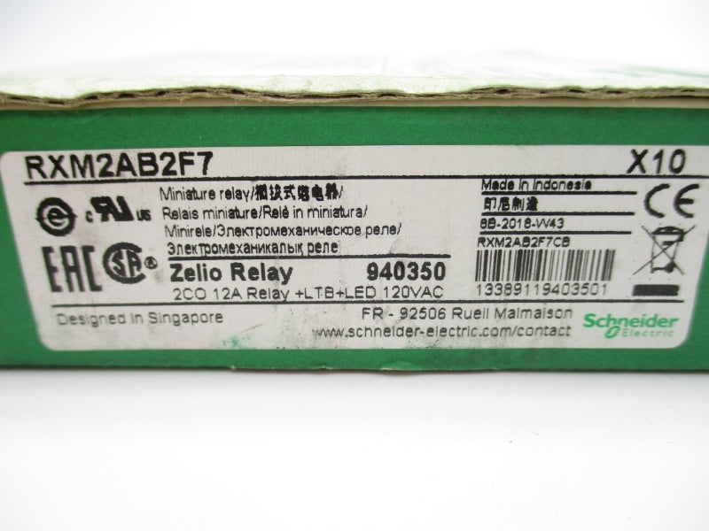 SCHNEIDER ELECTRIC RXM2AB2F7 120VAC 12A (PKG OF 10) NSMP
