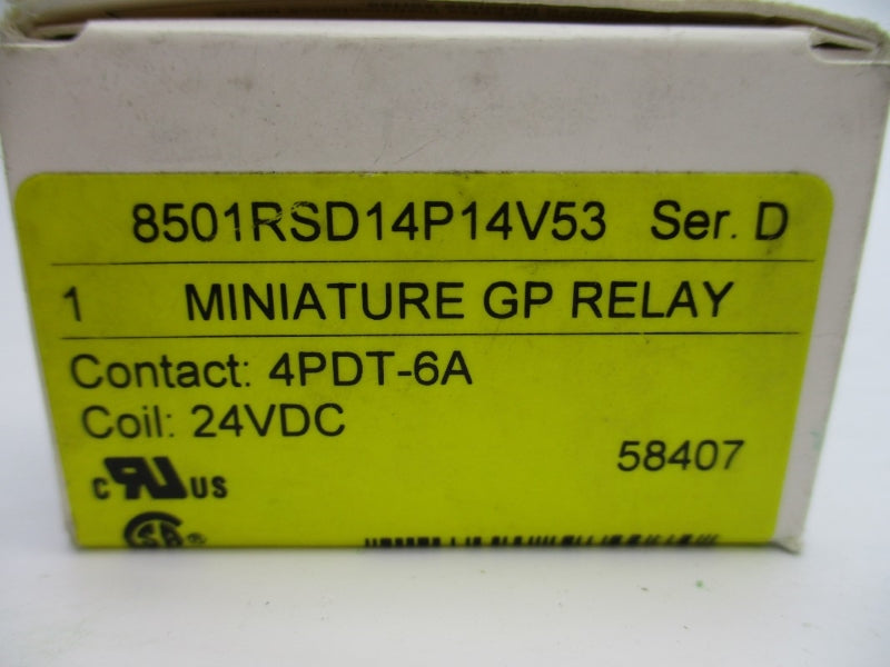 SQUARE D 8501RSD14P14V53 SER. D 24VDC 6A NSMP