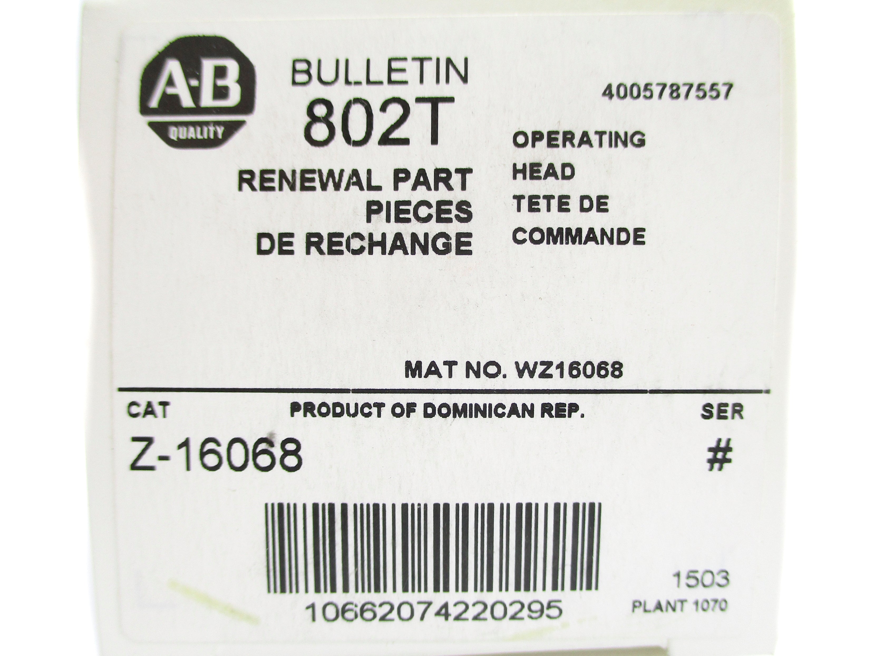 ALLEN BRADLEY Z-16068 (WH) NSMP