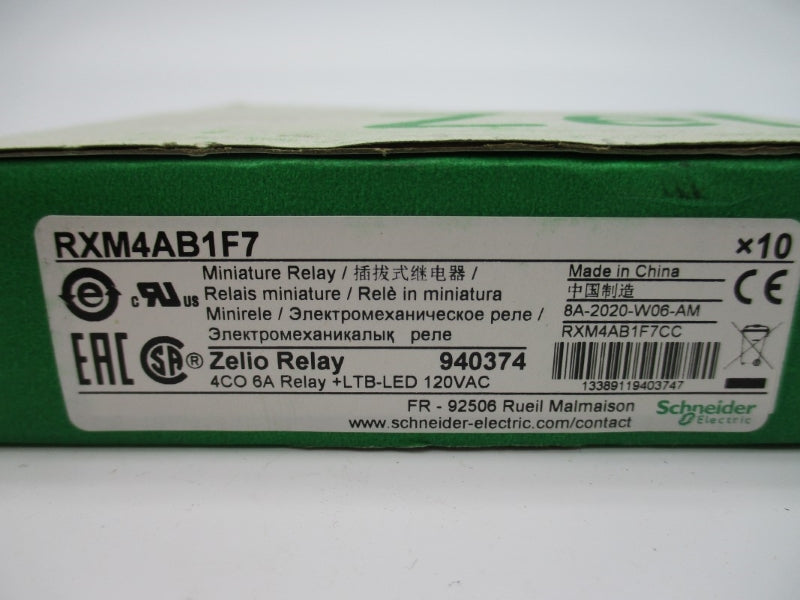 SCHNEIDER ELECTRIC RXM4AB1F7 120VAC 6A (PKG OF 10) NSMP