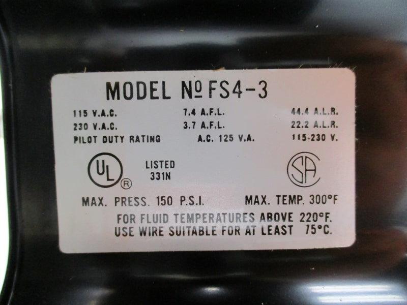 MCDONNELL & MILLER FS4-3 230VAC 7.4A 150PSI NSNP
