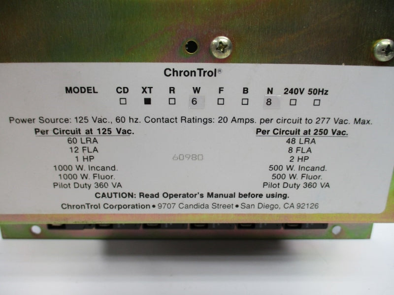 CHRONTROL XTW6N8 120VAC 20A UNMP