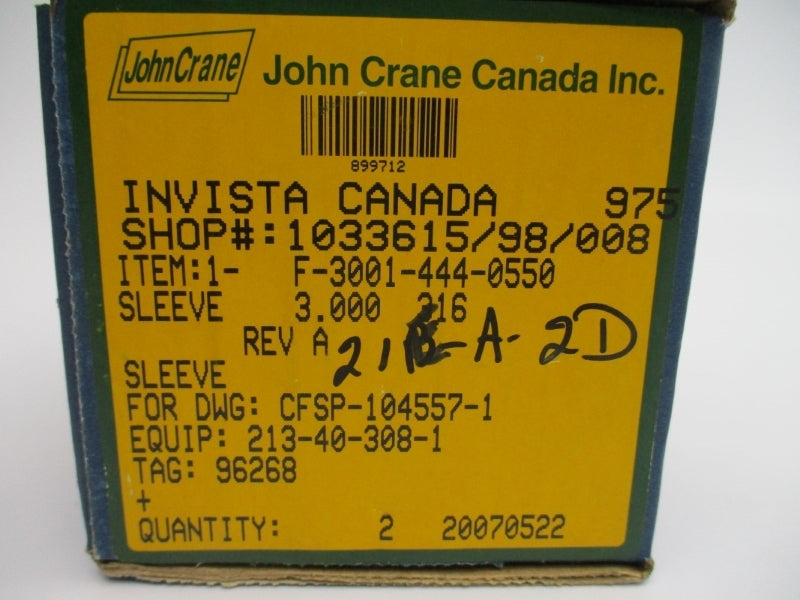 JOHN CRANE F-3001-444-0550 CFSP-104557-1 (PKG OF 2) 3.000" NSMP
