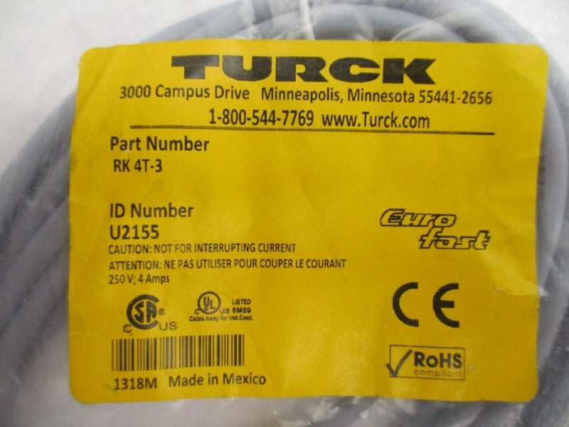 TURCK RK4T-3 U2155 250V 4A NSMP